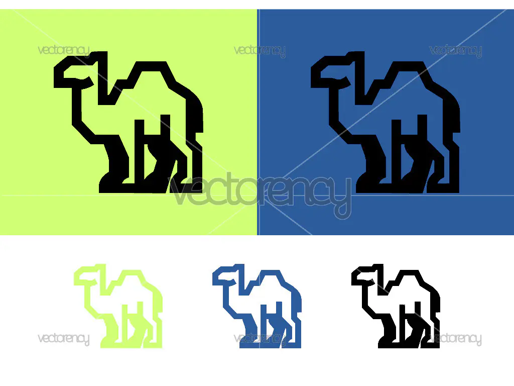 Camel geometric black and green logo.