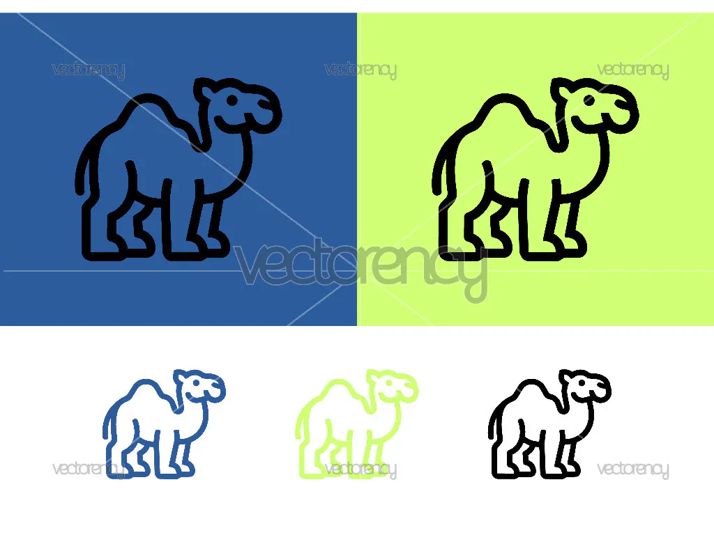 Camel silhouette on blue green backgrounds graphic.