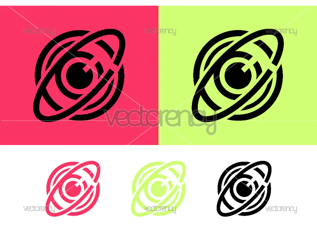 Orbit logo design concept on pink background.