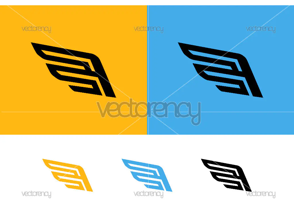 Wing logo design concept on yellow background.