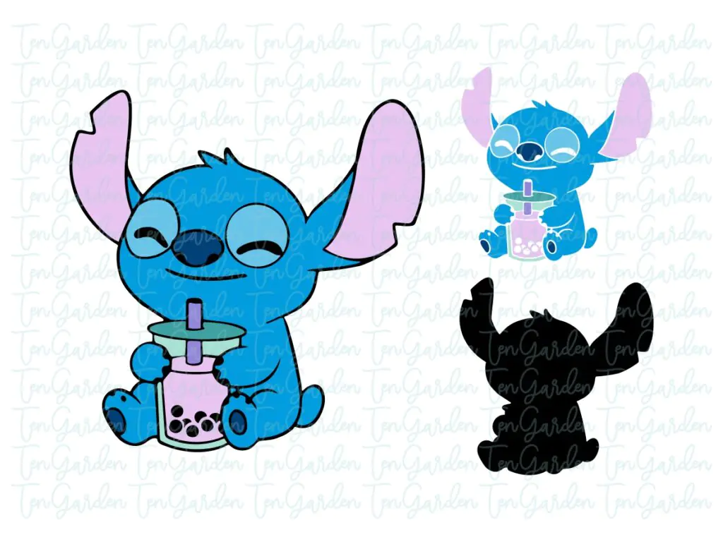 Stitch Boba Coffee SVG Layered