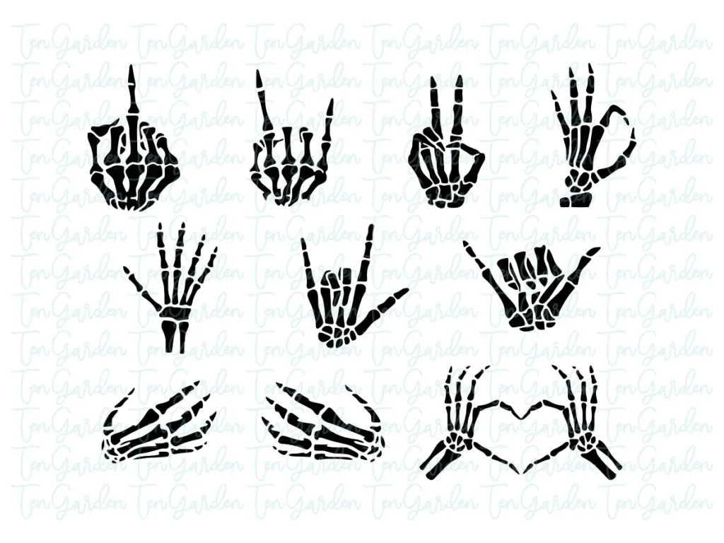 Skeleton Hand SVG, Peace, Middle Finger and More