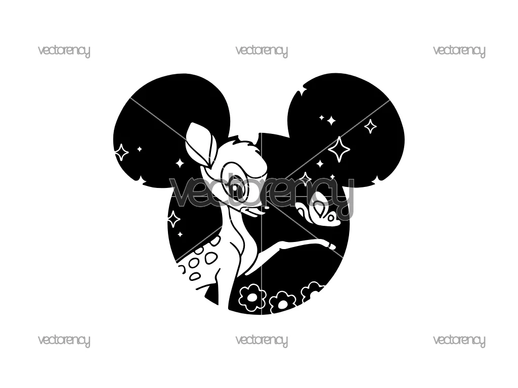 Bambi SVG Disneyland Ears Outline Silhouette