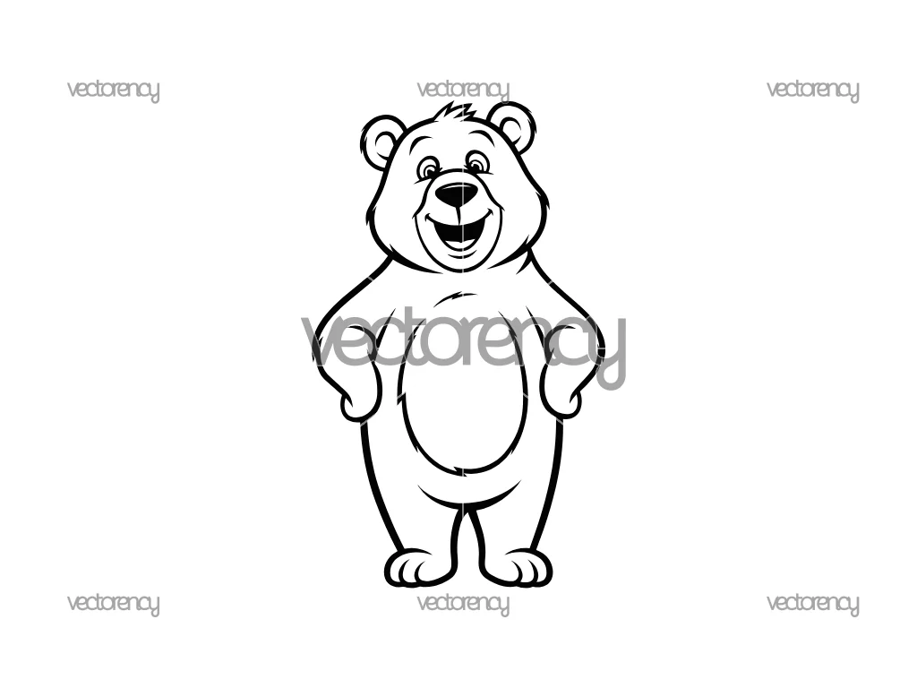 Cute Animal Vector Bear SVG Outline