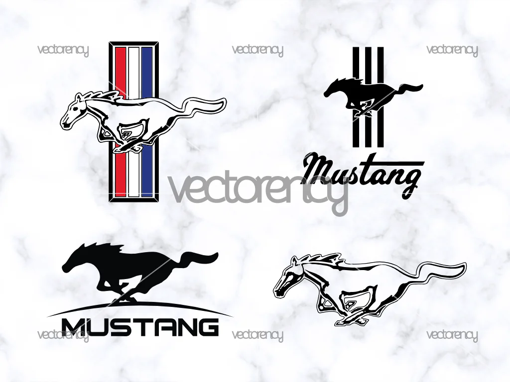 4 Mustang Logo SVG Vector Image