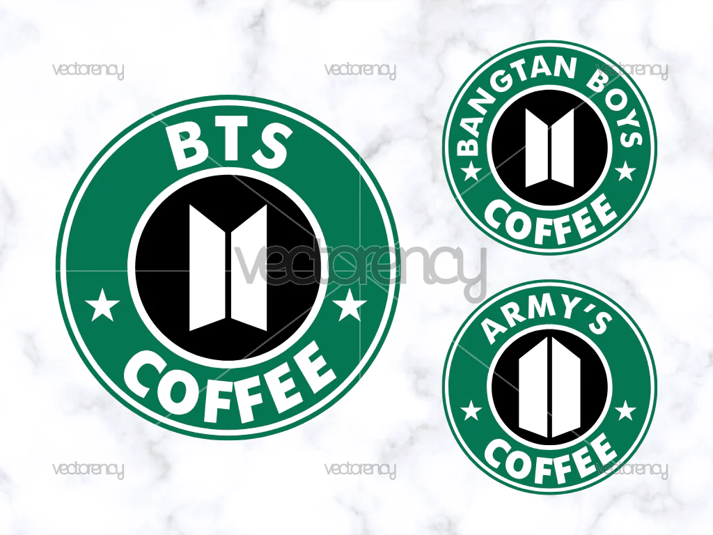 BTS Coffee Tumbler Sticker SVG File PNG Vector Download