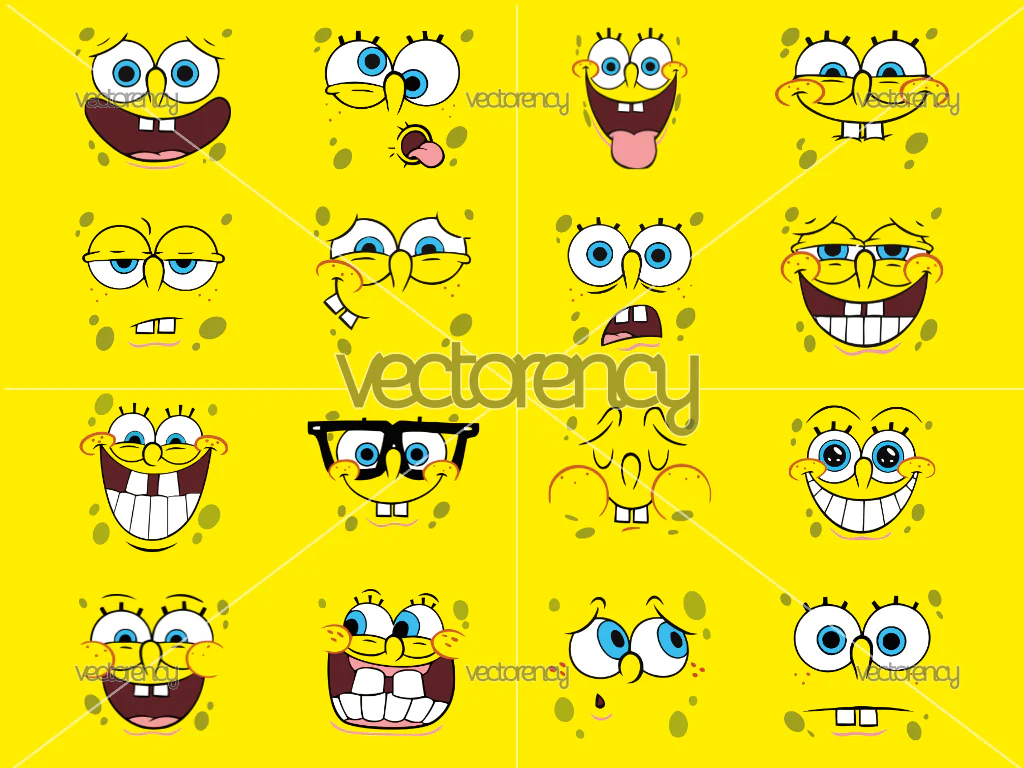 Spongebob Faces Vector SVG Files Bundle
