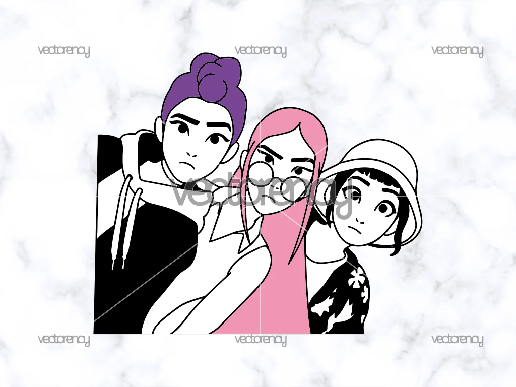 K-Pop Demon Hunters Huntrix SVG PNG Image Netflix Rumi, Mira, Zoey