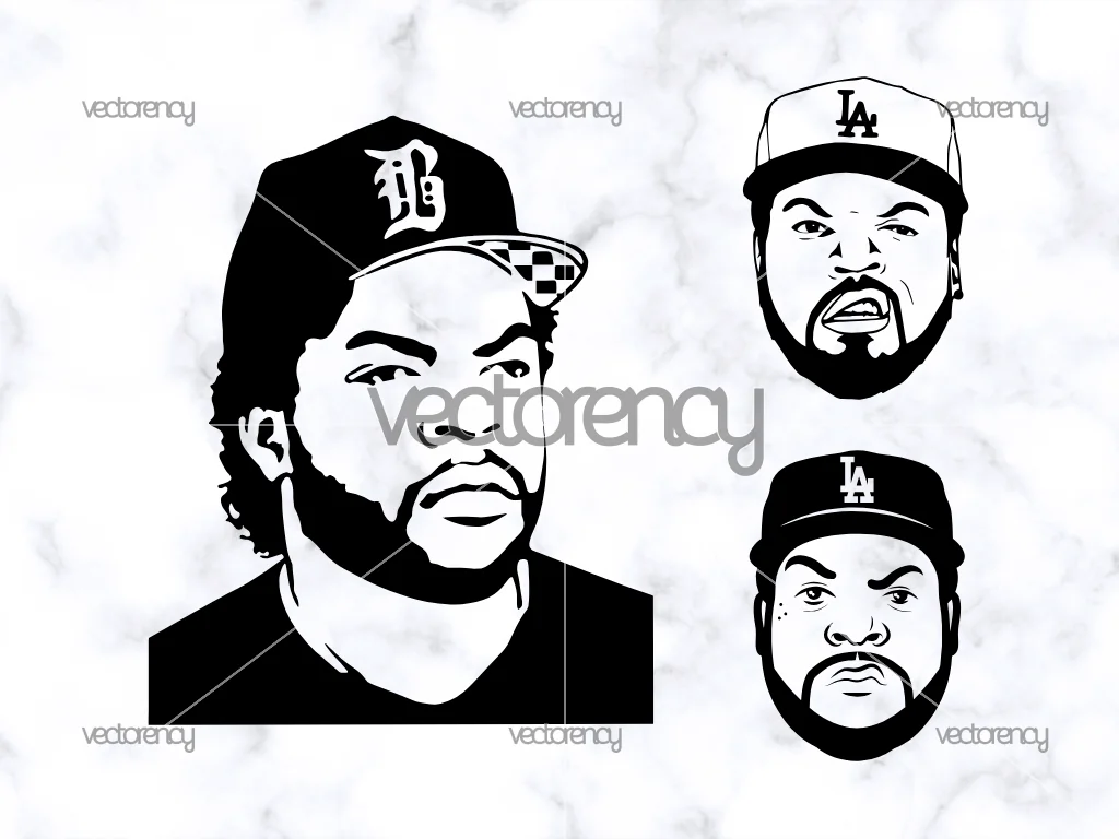 Ice Cube Hip Hop Rapper SVG PNG DXF EPS Face Silhouette